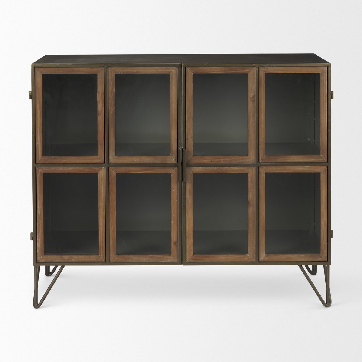 Pandora Dark Brass Metal with Red Wood 2 Door Accent Cabinet, Cabinets & Chest by Mercana, 36.81" length x 16.34" width x 29.92" height View 4