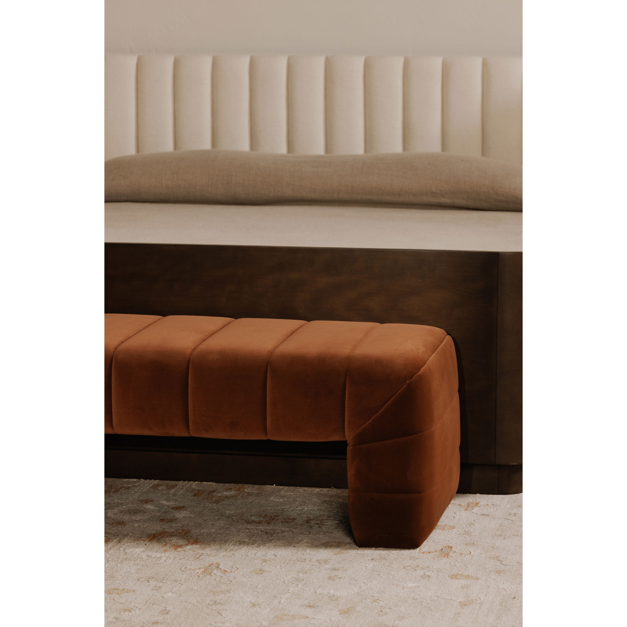 Verity Bench Warm Brown, Benche by Moe's Home, 60" width x 18" height x 20" depth View 6