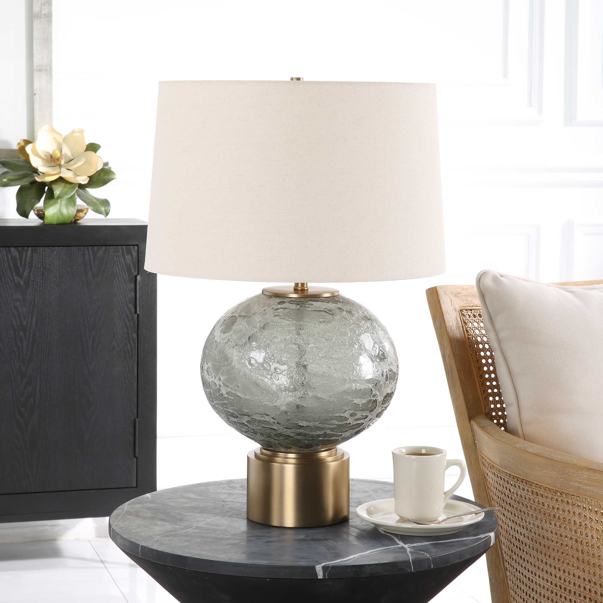 Lunia Gray Glass Table Lamp, by Uttermost, 17" width x 25" height x 17" depth View 4