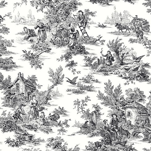 Campagne Toile Black & White Wallpaper