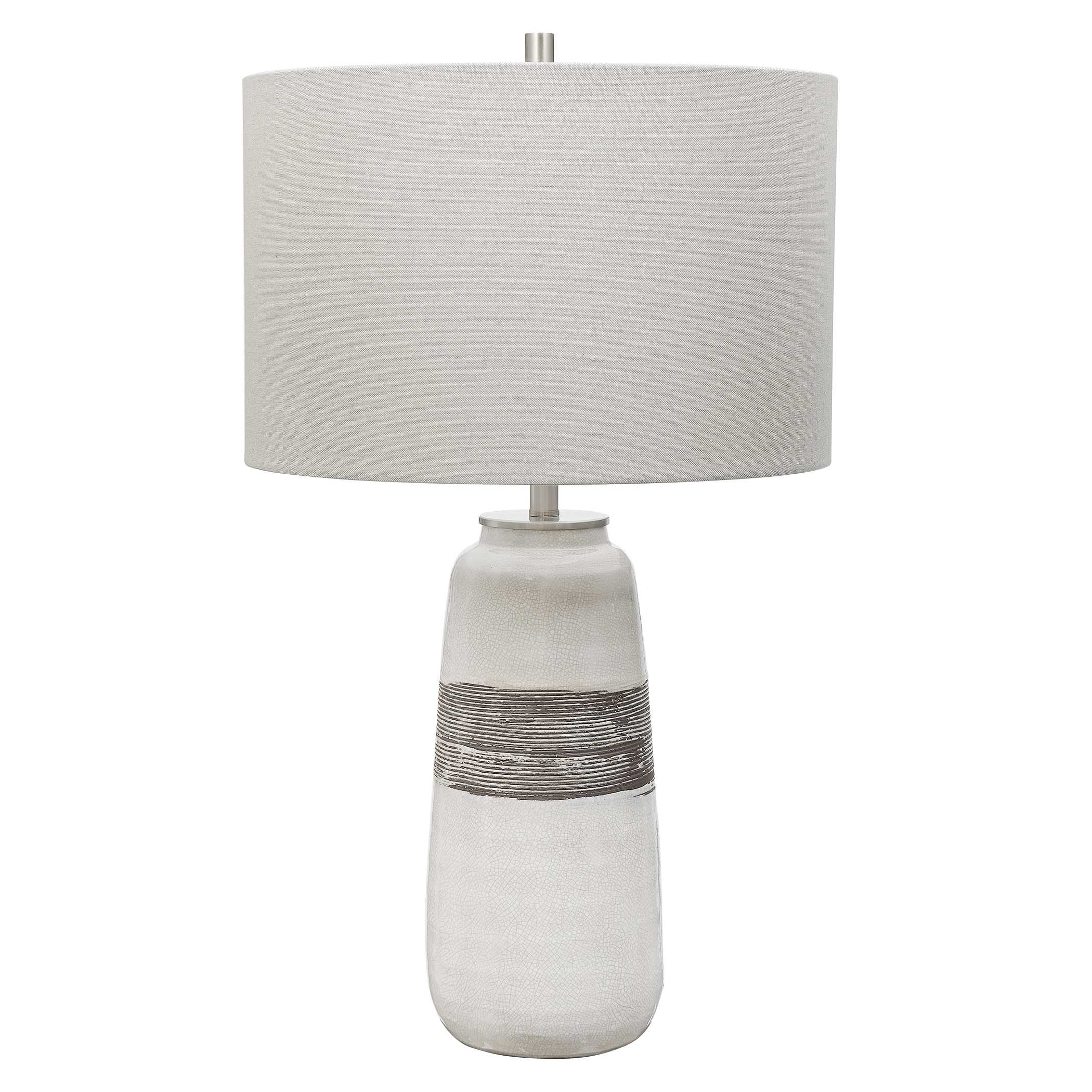 Comanche White Crackle Table Lamp, by Uttermost, 15" width x 26.5" height x 15" depth View 5