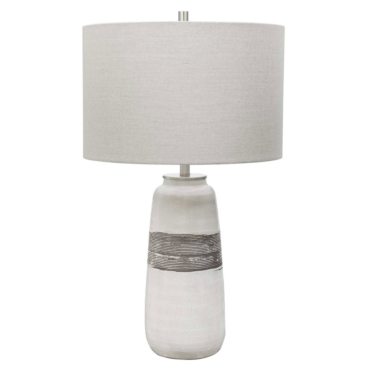 Comanche White Crackle Table Lamp, by Uttermost, 15" width x 26.5" height x 15" depth View 5