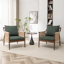 Online Designer Combined Living/Dining Radimir Upholstered Armchair With Solid Wood Arms (Set of 2)