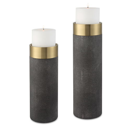 Wessex Gray Candleholders, S/2