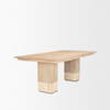 Shivon 84'L x 42'W Rectangular Dining Table | Light Brown Wood & Travertine | Seats 8, by Mercana, 84" length x 42" width x 30" height thumbnail 7