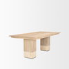 Shivon 84'L x 42'W Rectangular Dining Table | Light Brown Wood & Travertine | Seats 8, by Mercana, 84" length x 42" width x 30" height thumbnail 7