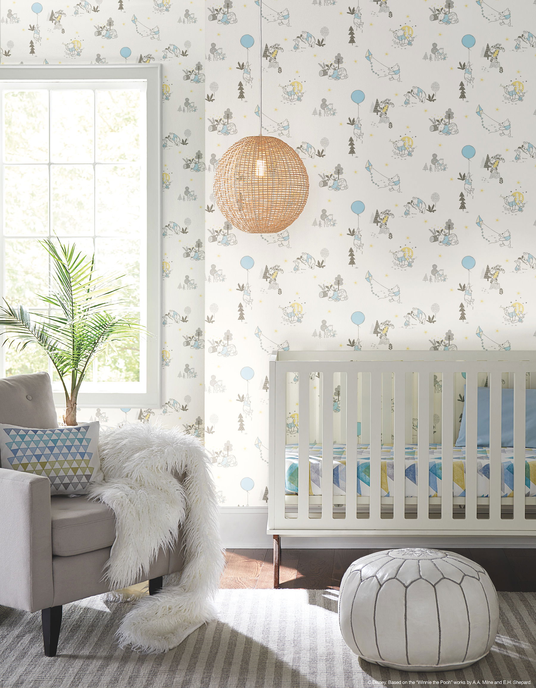 Disney Winnie the Pooh Playmates Yellow Wallpaper large image 