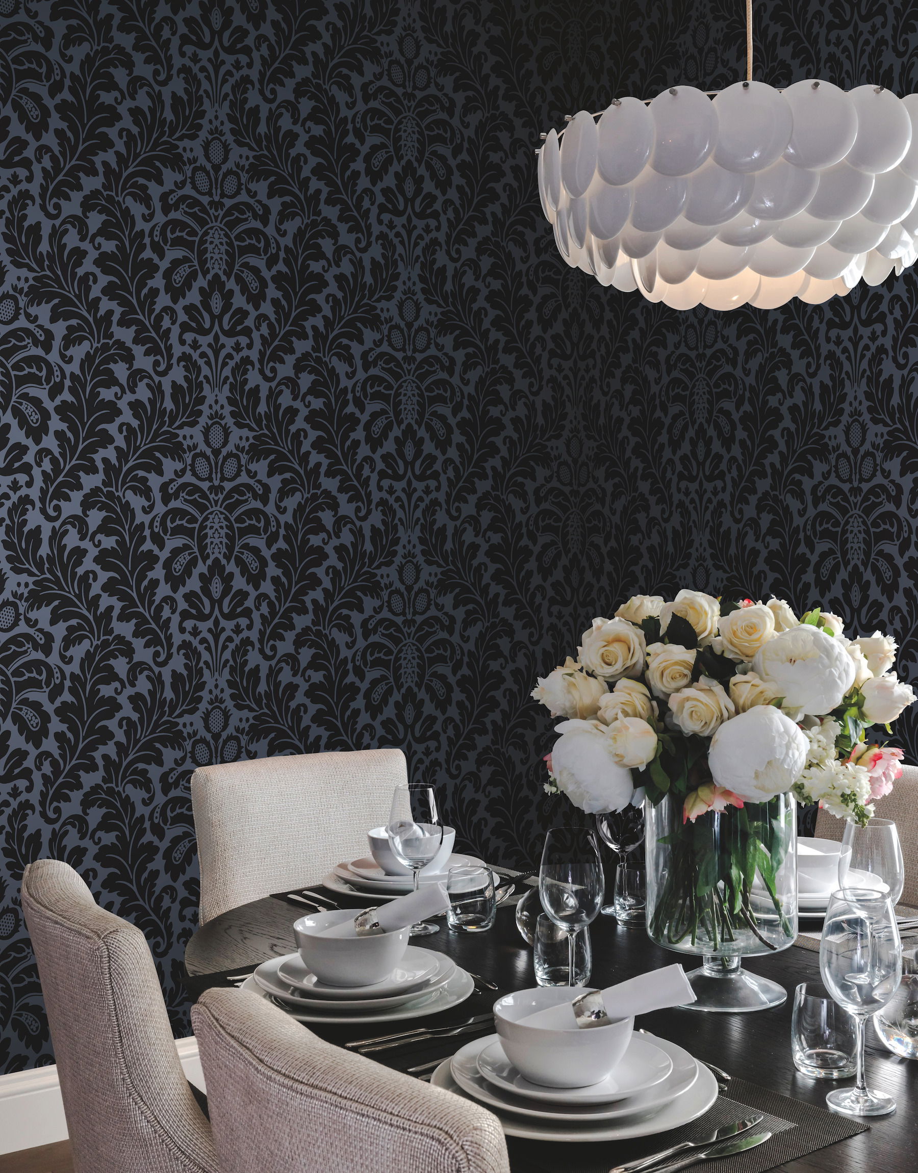 Modern Romance Navy Wallpaper large image 