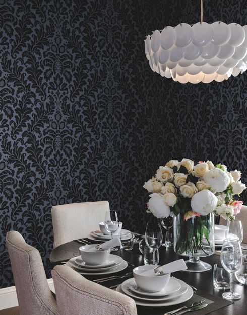 Modern Romance Navy Wallpaper