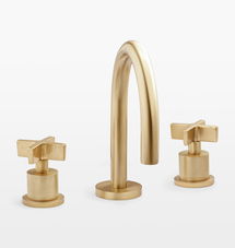 Online Designer Bathroom West Slope Short Spout Faucet - Aged Brass