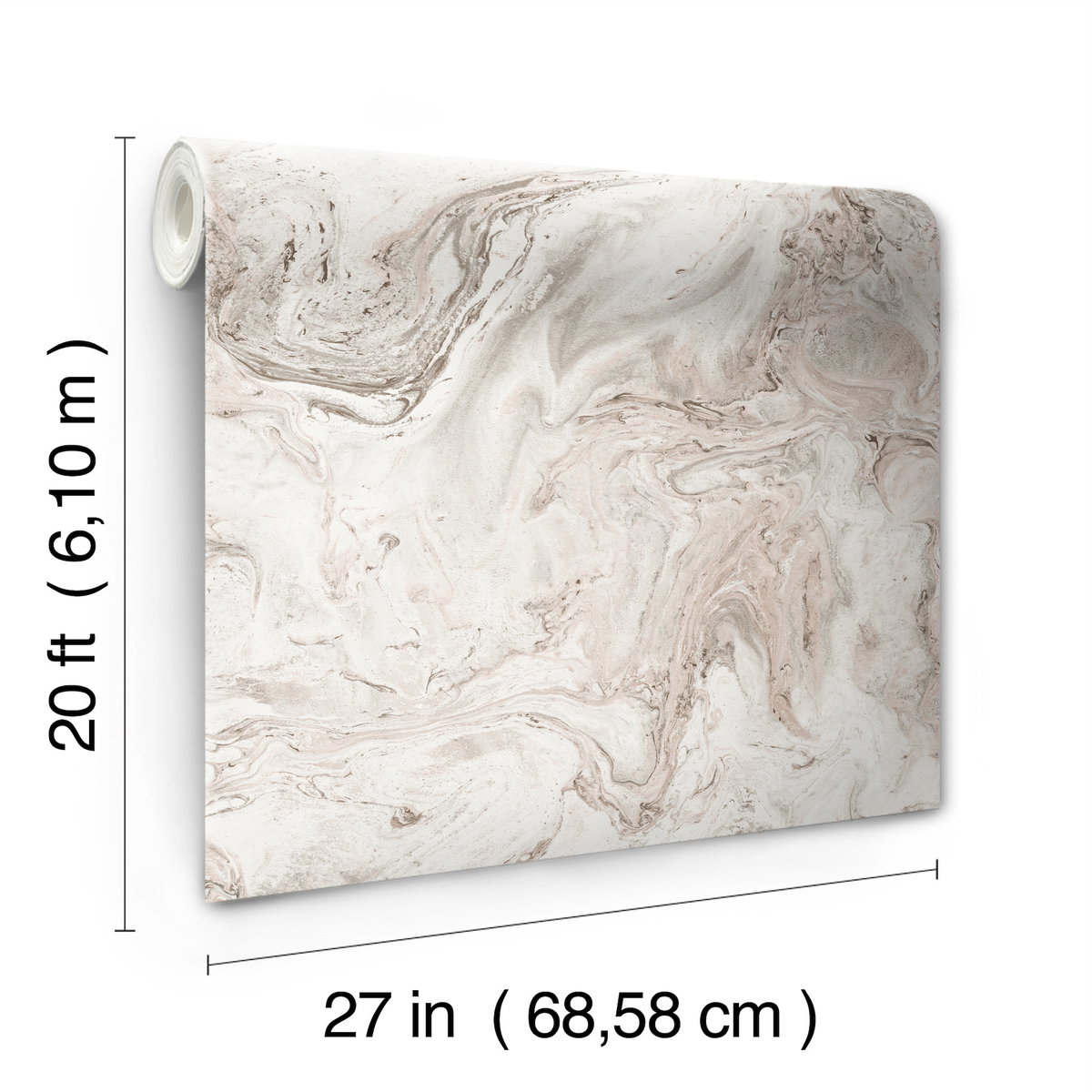 Oil & Marble Clay & Taupe Peel & Stick Wallpaper, by York Wall, 20' length x 2'3" width x 0.02" depth View 4