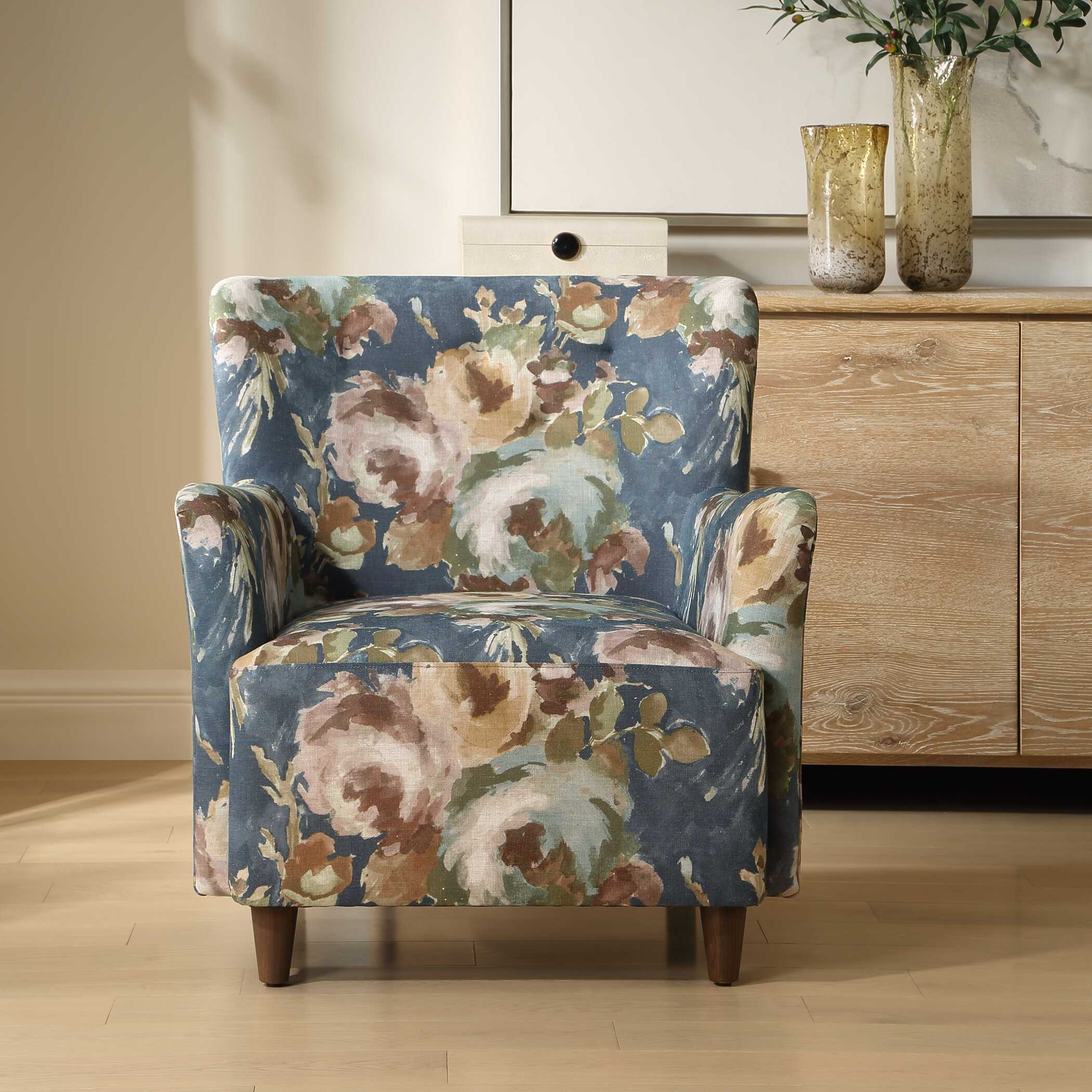 Lainey Floral Upholstered Armchair, Furniture by Uttermost, 30" width x 32.5" height x 31.5" depth View 6