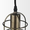 Hines I 4x8 Antiqued-Brass Metal Cage Pendant Light, by Mercana, 4" length x 4" width x 8" height thumbnail 3