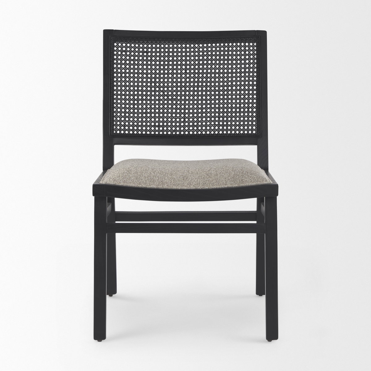 Wynn Cane Back Dining Side Chair | Beige Fabric with Black Wood, Dining Chair by Mercana, 20.47" length x 24.61" width x 34.06" height View 5