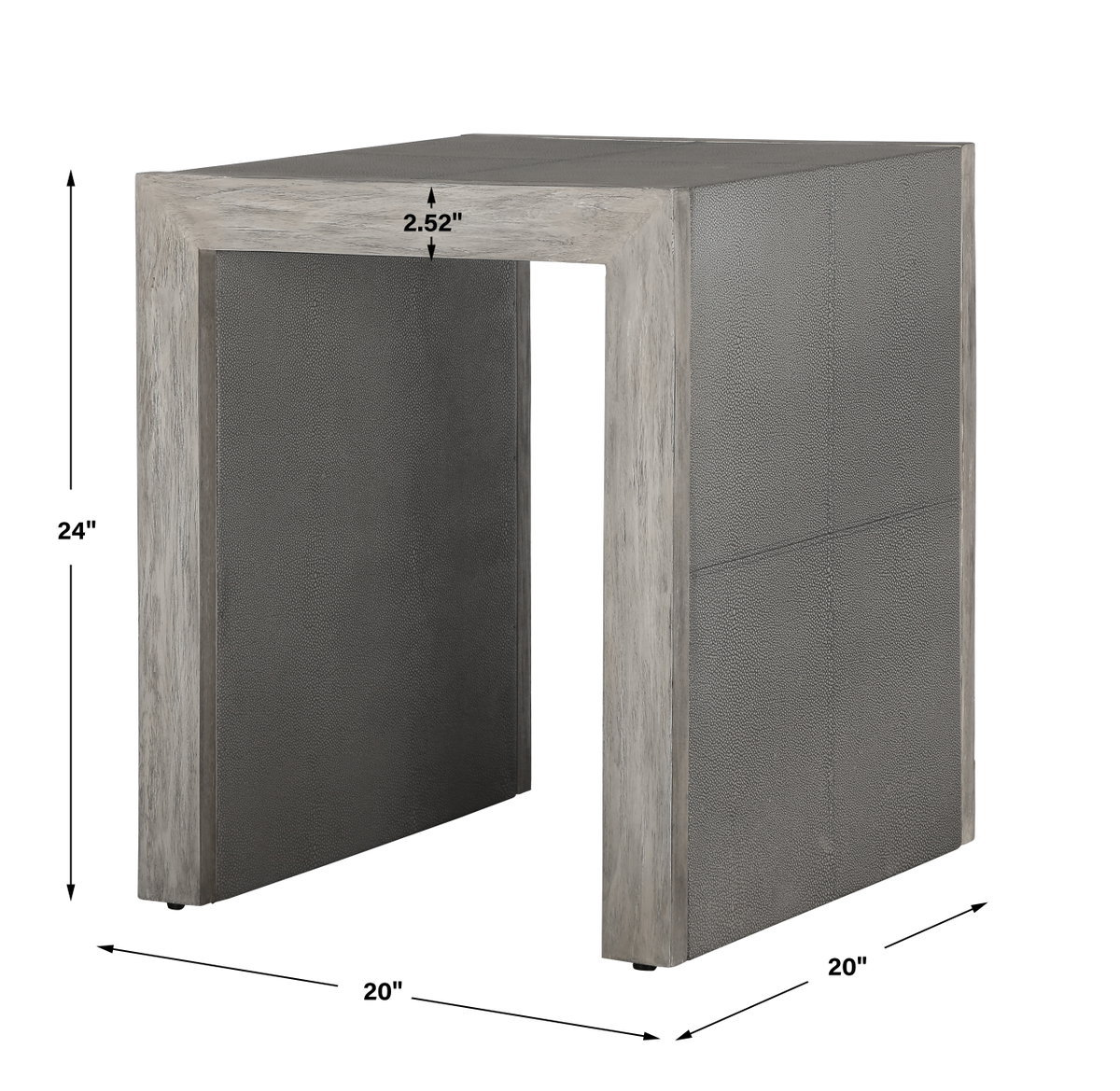Aerina Modern Gray End Table, Side & End Table by Uttermost, 20" width x 24" height x 20" depth View 3