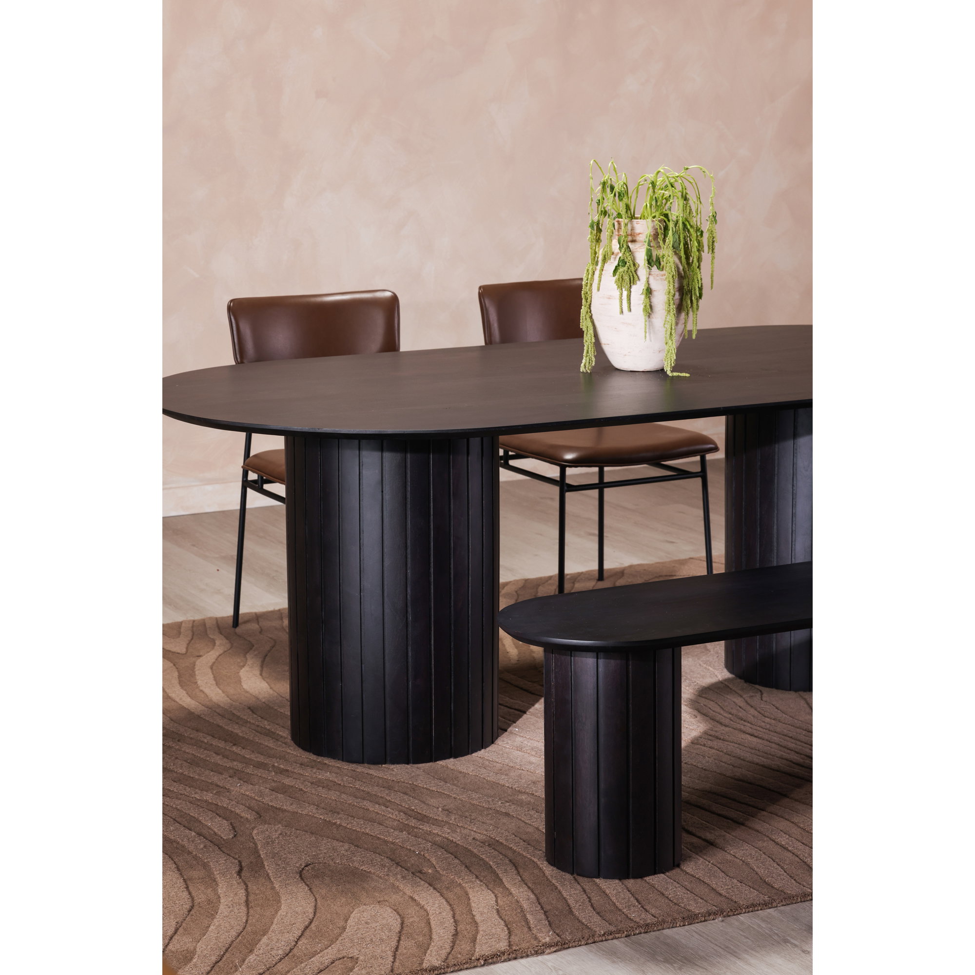 Povera Dining Bench Black, Benche by Moe's Home, 59" width x 18" height x 16" depth View 4