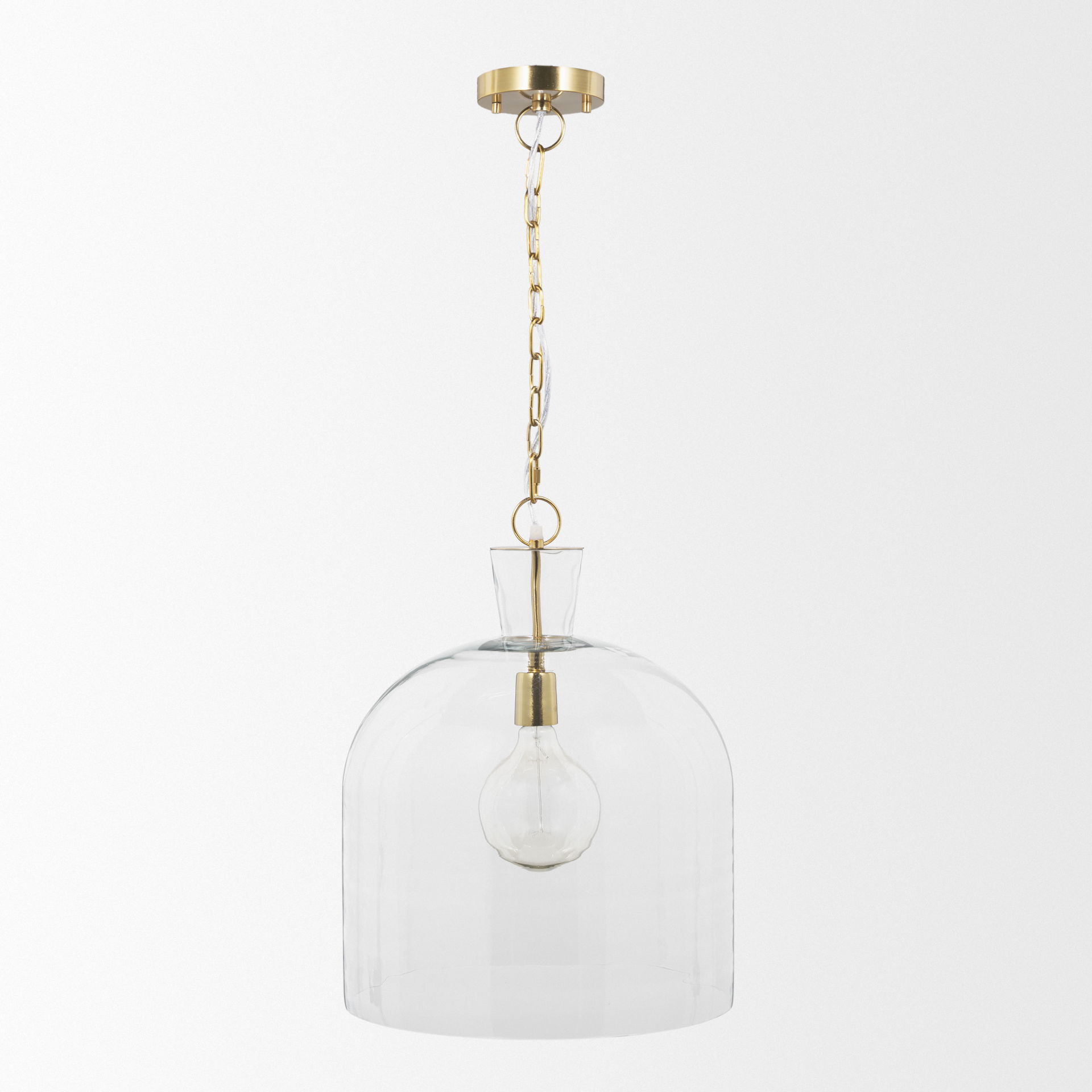 Sadah Large Clear Blown Glass with Gold Metal Pendant Light large image 