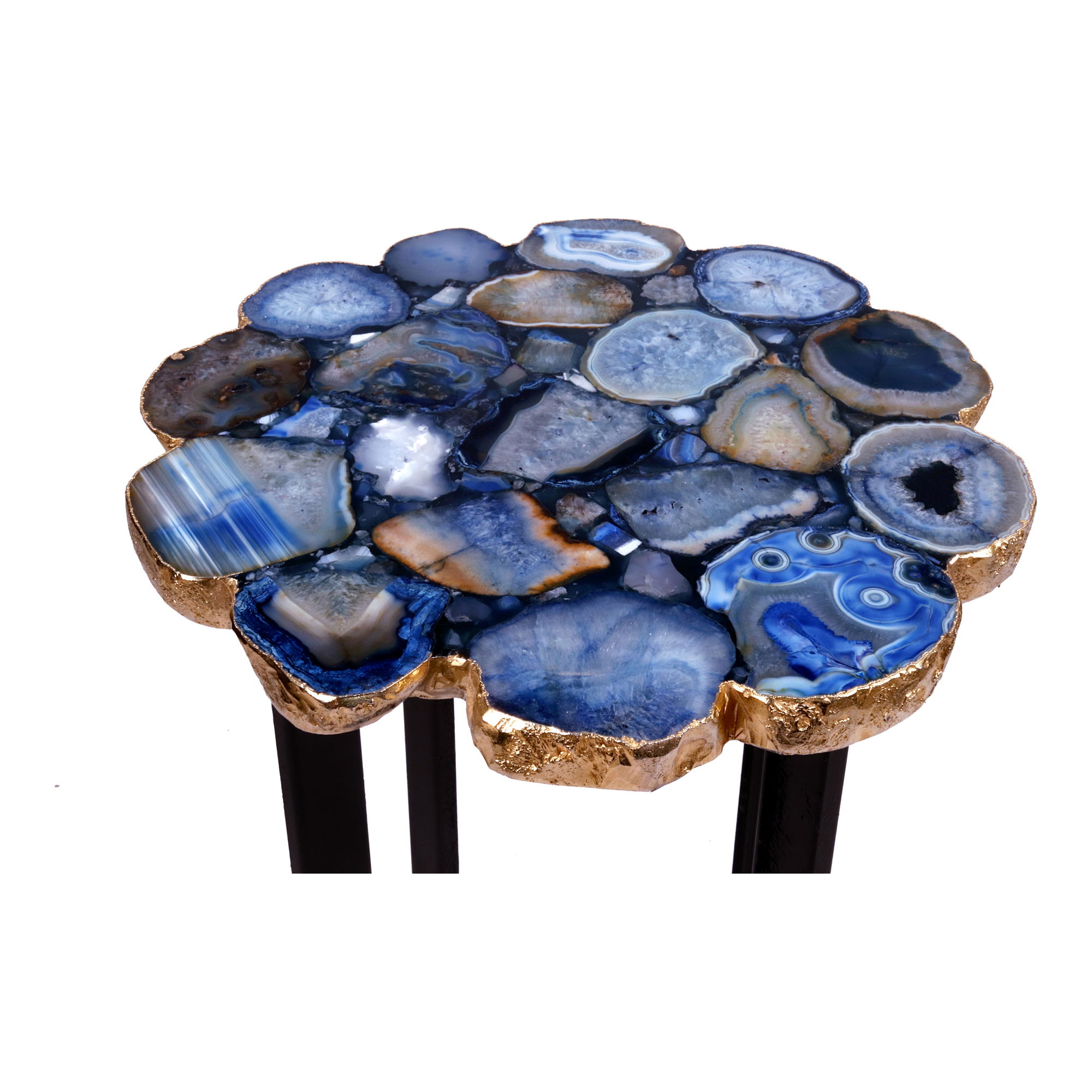 Azul Agate Accent Table Blue, Side & End Table by Moe's Home, 12" width x 21" height x 12" depth View 3