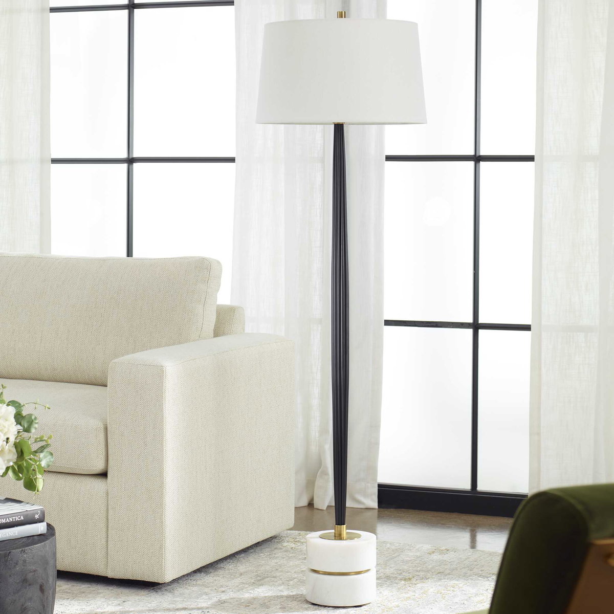 Miraz Iron Floor Lamp, by Uttermost, 19" width x 65.75" height x 19" depth View 9