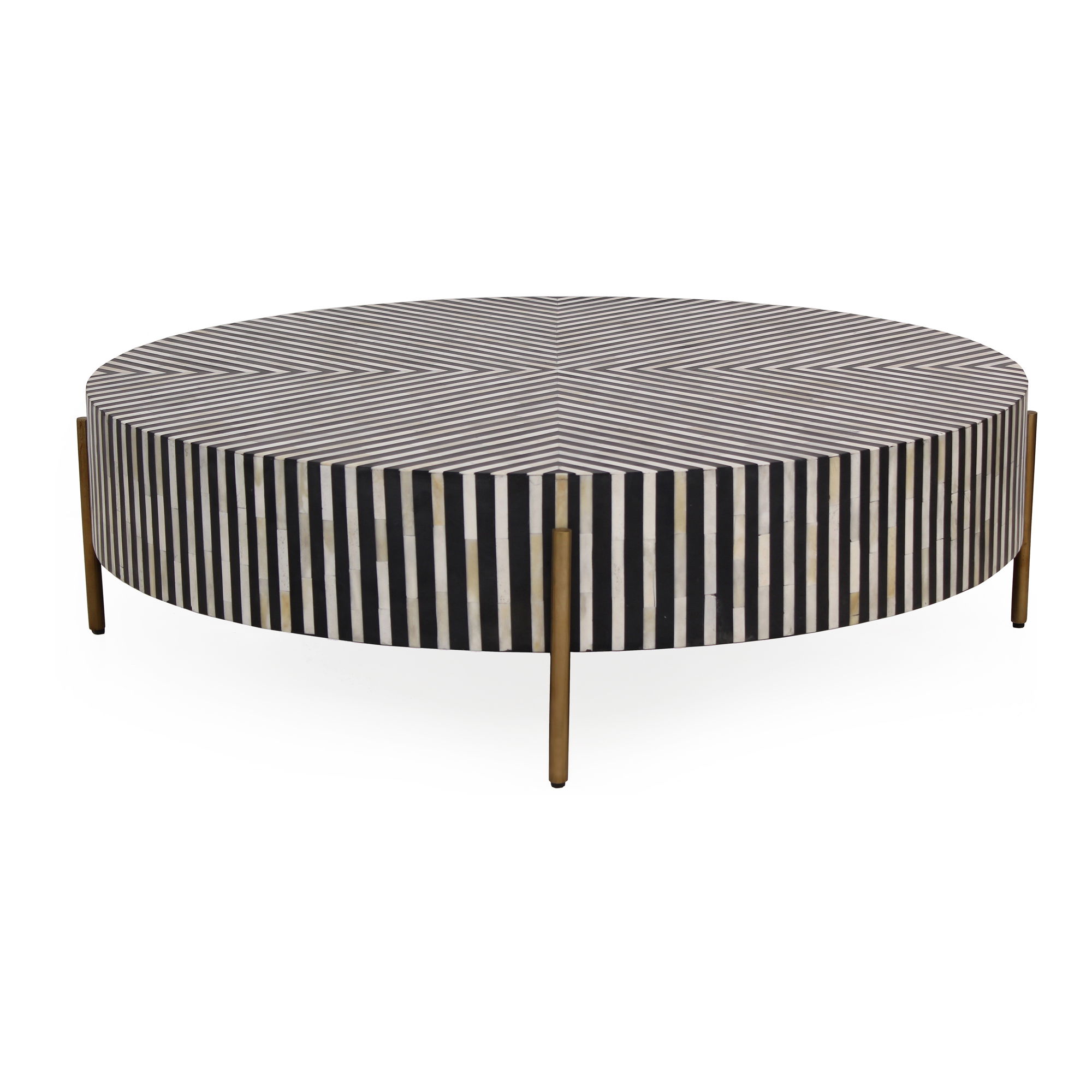 Chameau Large Coffee Table Black And White, by Moe's Home, 48" width x 12" height x 48" depth View 1