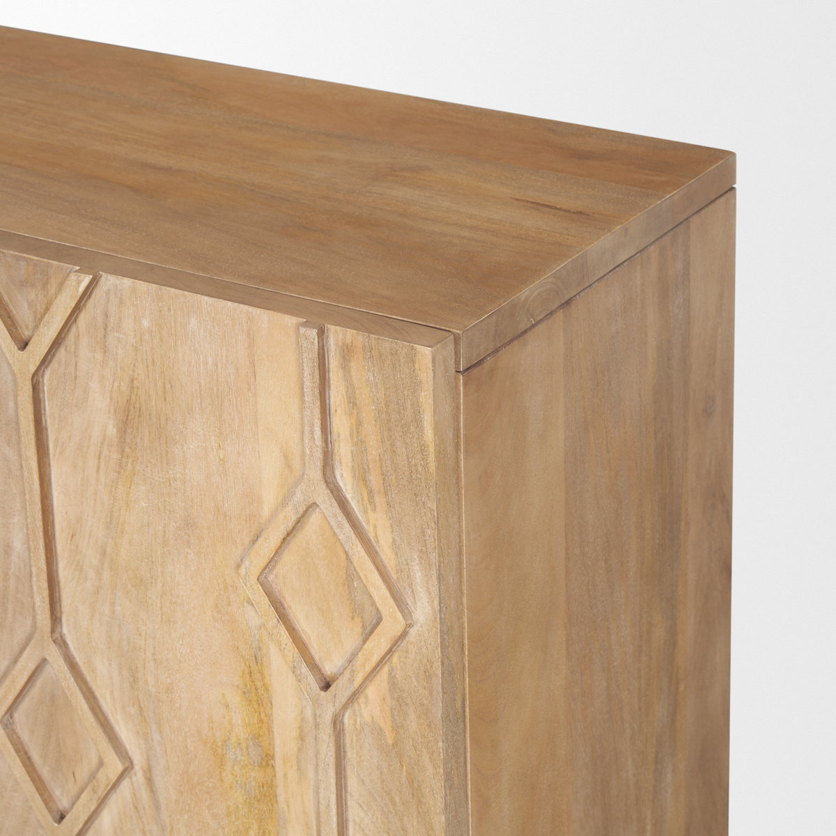 Heera Light Brown Diamond with Shelf Motif Sideboard, Sideboards & Buffet by Mercana, 71" length x 16.25" width x 32" height View 9
