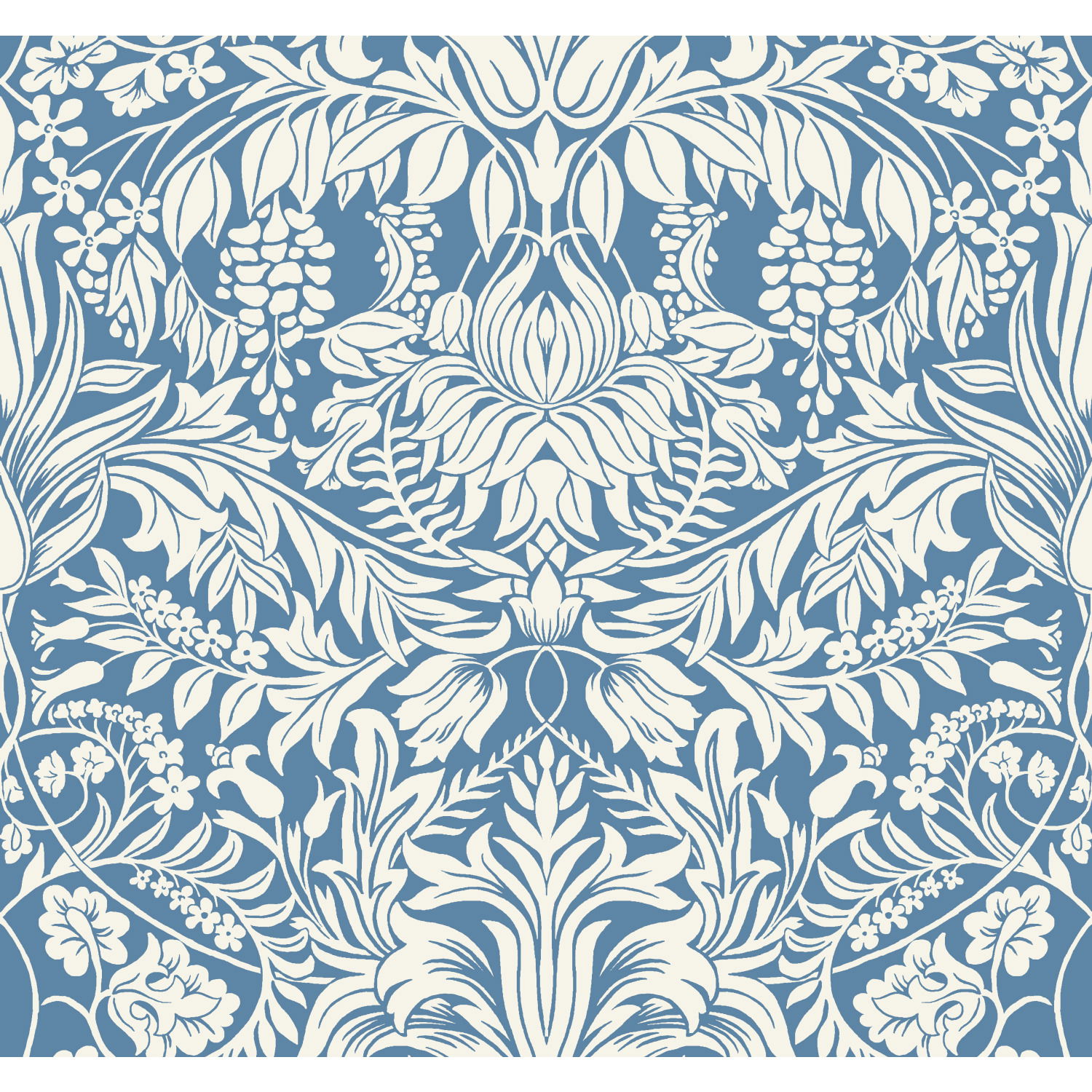 Lockwood Damask Blue Wallpaper, by York Wall, 27' length x 2'3" width x 0.02" depth View 1