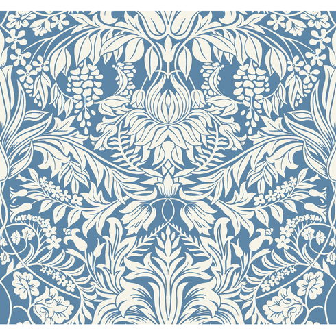 Lockwood Damask Blue Wallpaper