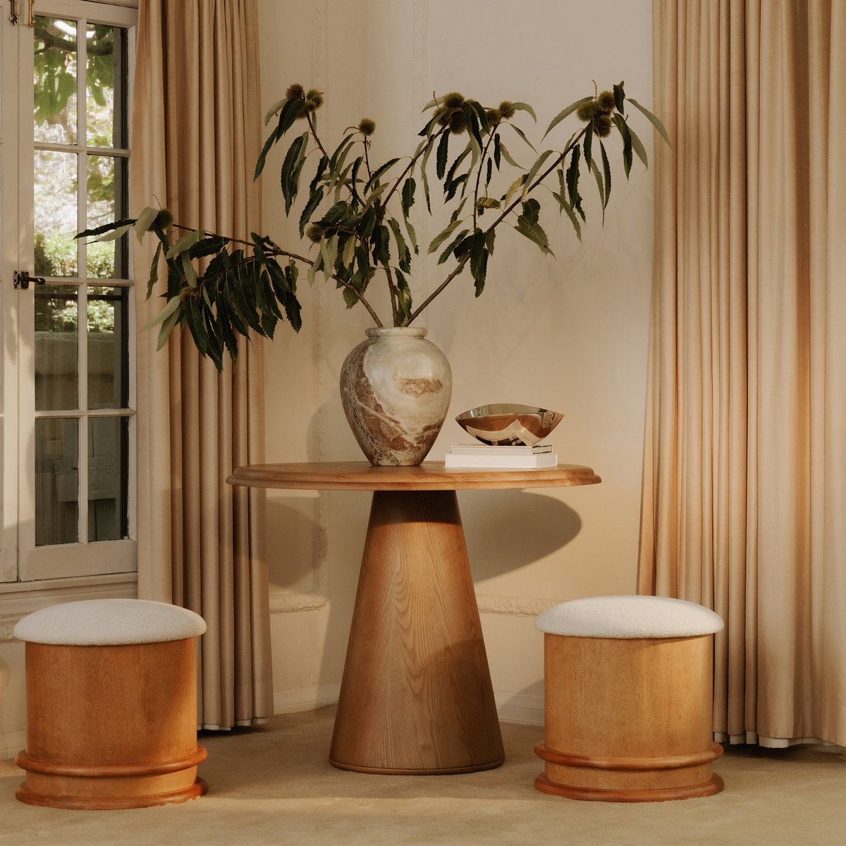Tutto Cafe Table Natural, Coffee Table by Moe's Home, 38" width x 30" height x 38" depth View 7