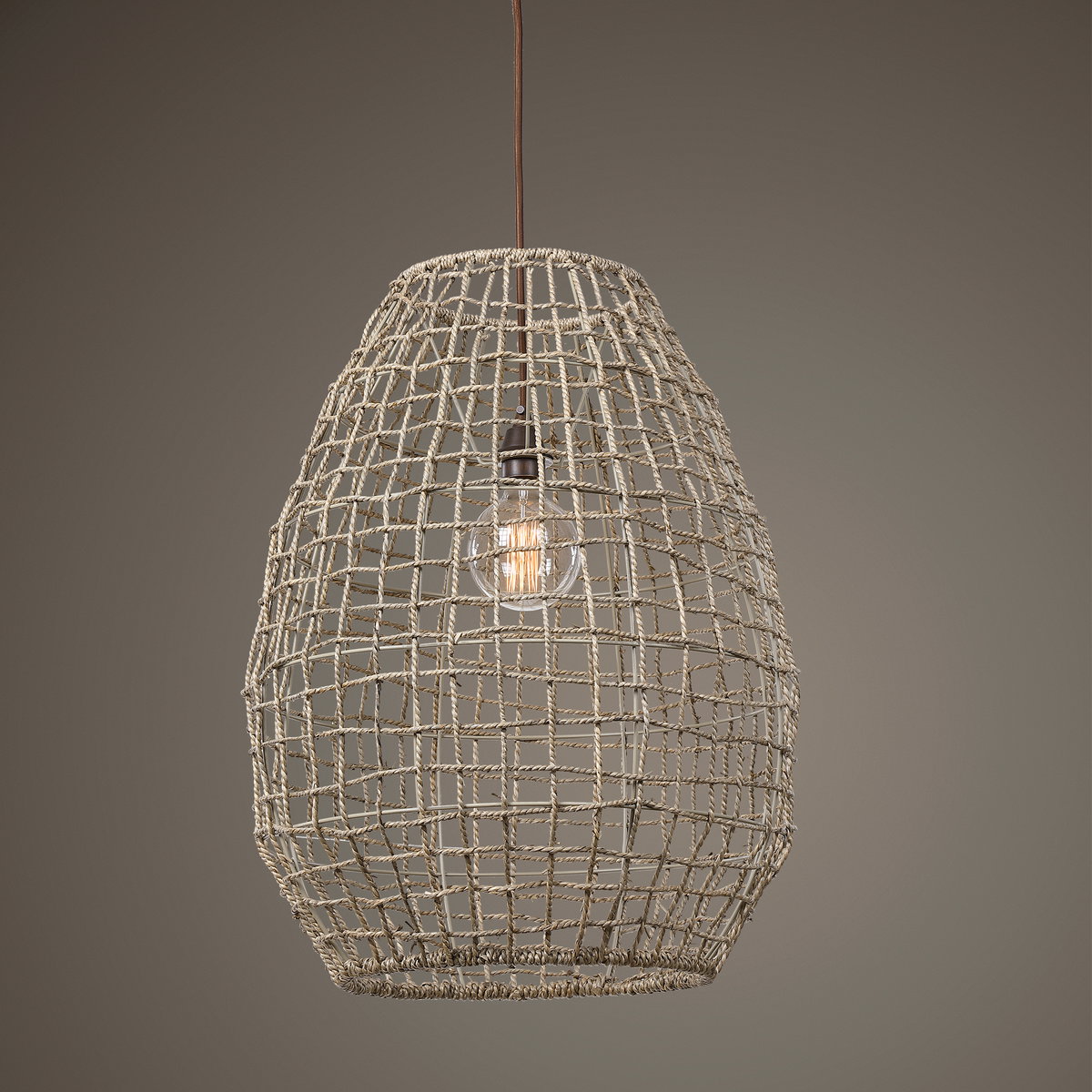 Cross Weave 1 Light Pendant, by Uttermost, 24" width x 29.5" height x 24" diameter x 24" depth View 6