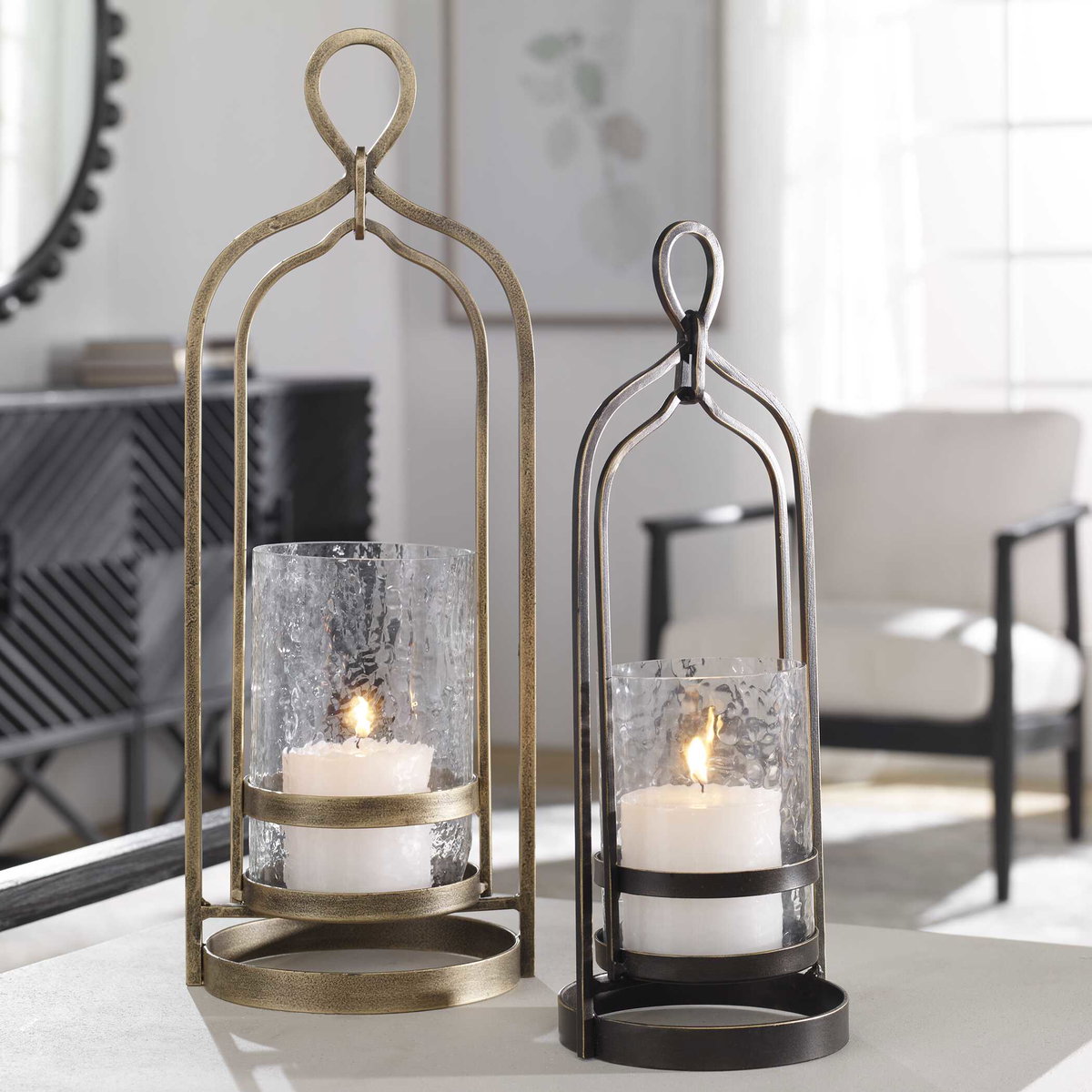 Shepherd Bronze Candleholder, Candles & Candle Holder by Uttermost, 6" width x 15.25" height x 5.5" depth View 3