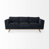Brooks  Navy Blue Fabric Three Seater Sofa with Medium Brown Wooden Legs, Sofas & Sectional by Mercana, 90.16" length x 34.84" width x 33.46" height thumbnail 8