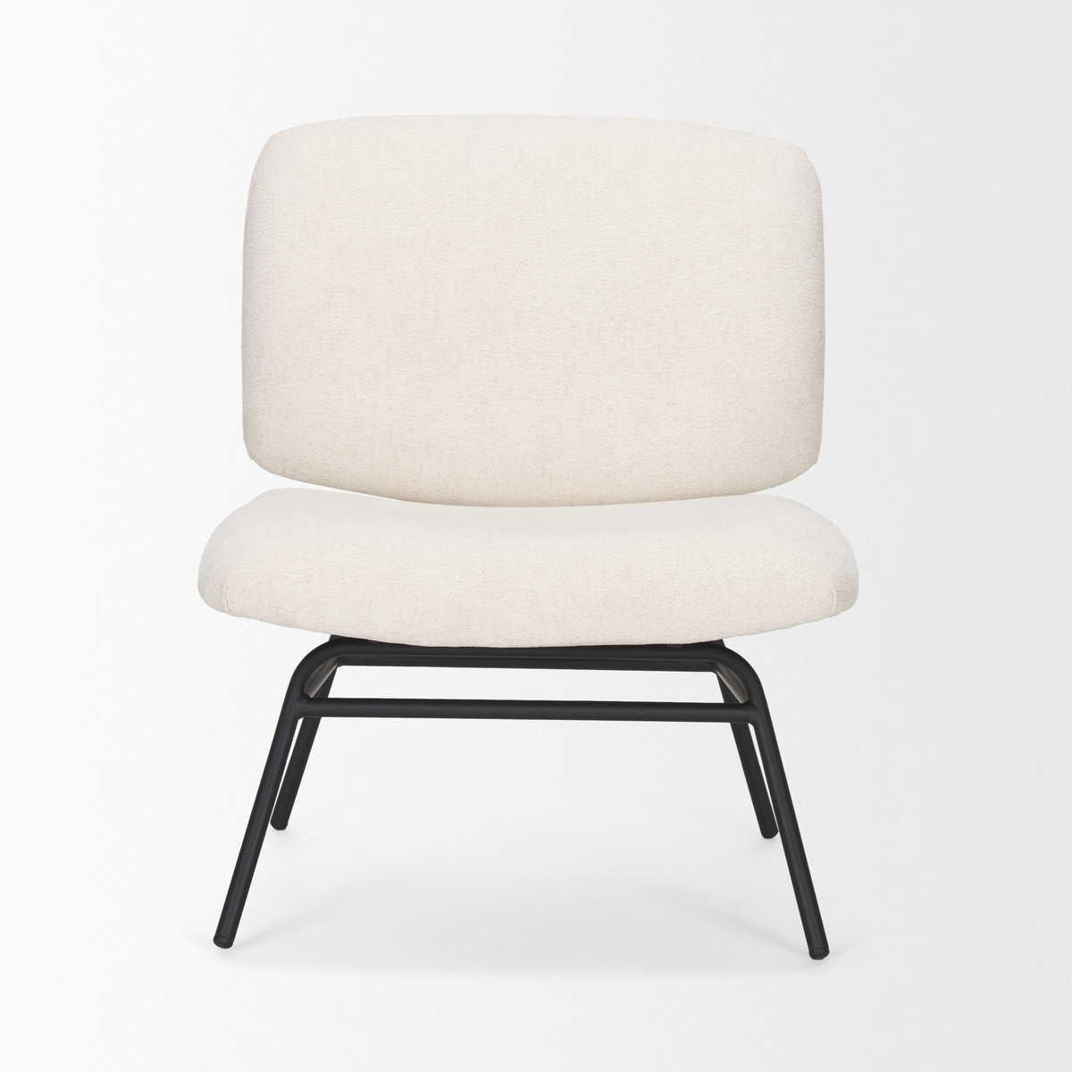 Nora Cream Fabric with Matte Black Metal Legs Accent Chair, by Mercana, 30.79" length x 25.39" width x 31.89" height View 5