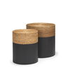 Wenopa Matte Black Wood with Natural Jute Accent Tables, Side & End Table by Mercana, 33.5" length x 18.75" width x 19.75" height thumbnail 1