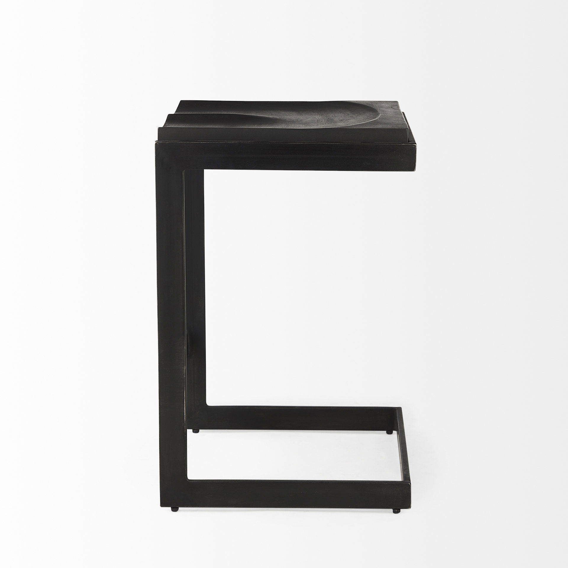 Kiran 17L x 17W x 26H Black Wood with Black Metal Base C-Shape Counter Stool large image 