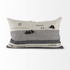Thalia 13x21 Black and Beige Fabric Striped with Fringe Pillow Cover, Decorative Pillow by Mercana, 13" length x 21" width x 0.2" height thumbnail 6