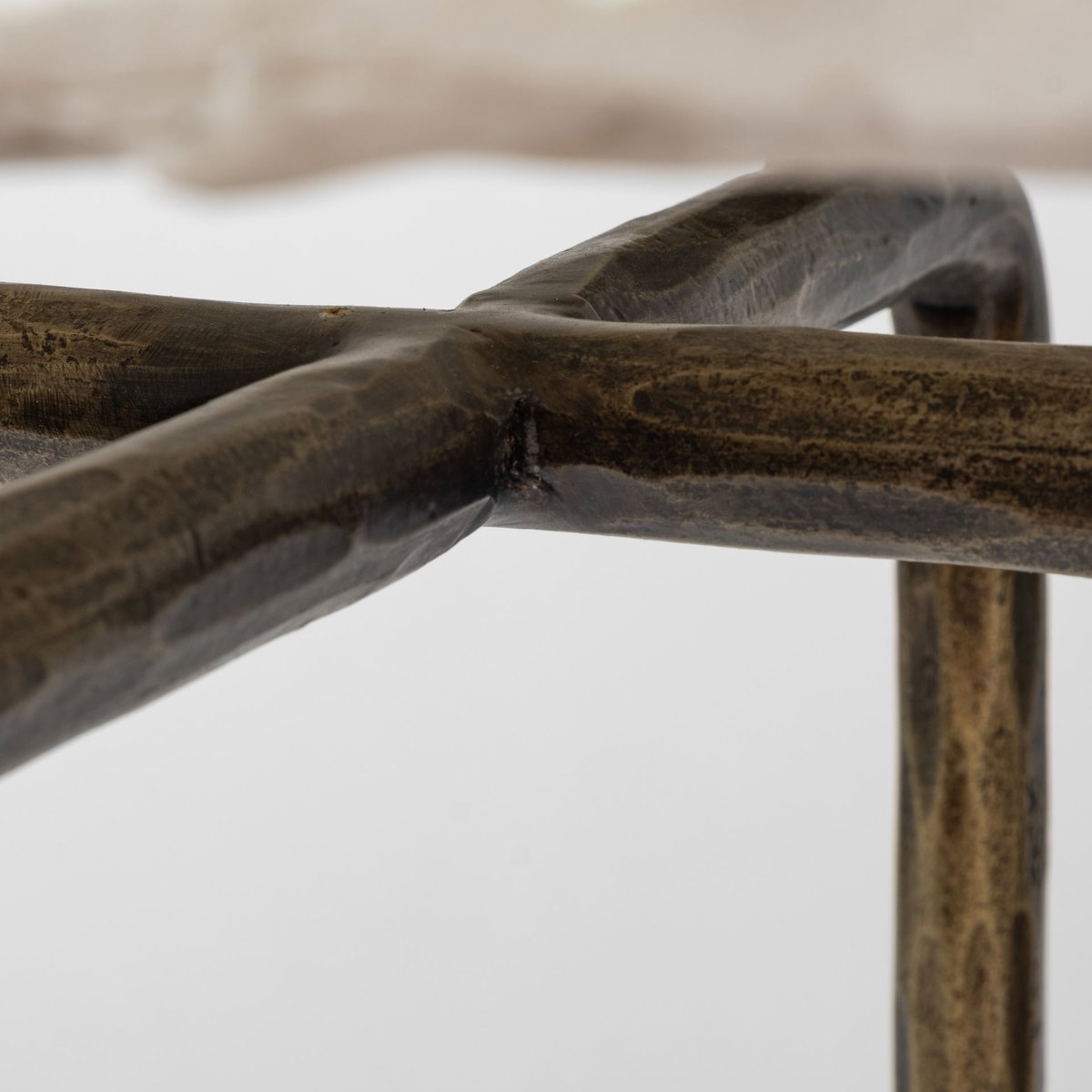 Pinera III 49L x 17W White Marble Top Gold-Toned Iron Base Console Table, by Mercana, 50" length x 16" width x 33" height View 7