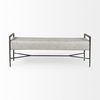 Charlotte  55.0L Gray Herringbone Fabric Seat with Antique Nickel Metal Frame Bench thumbnail 3