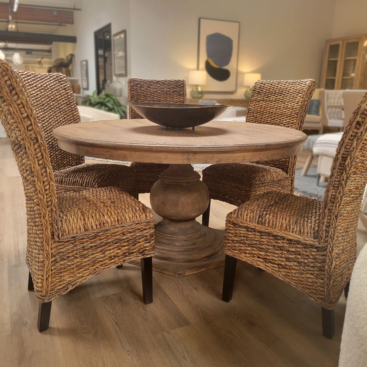 Padilla Dining Table Natural, by Dovetail, 59" width x 30" height x 59" depth View 3