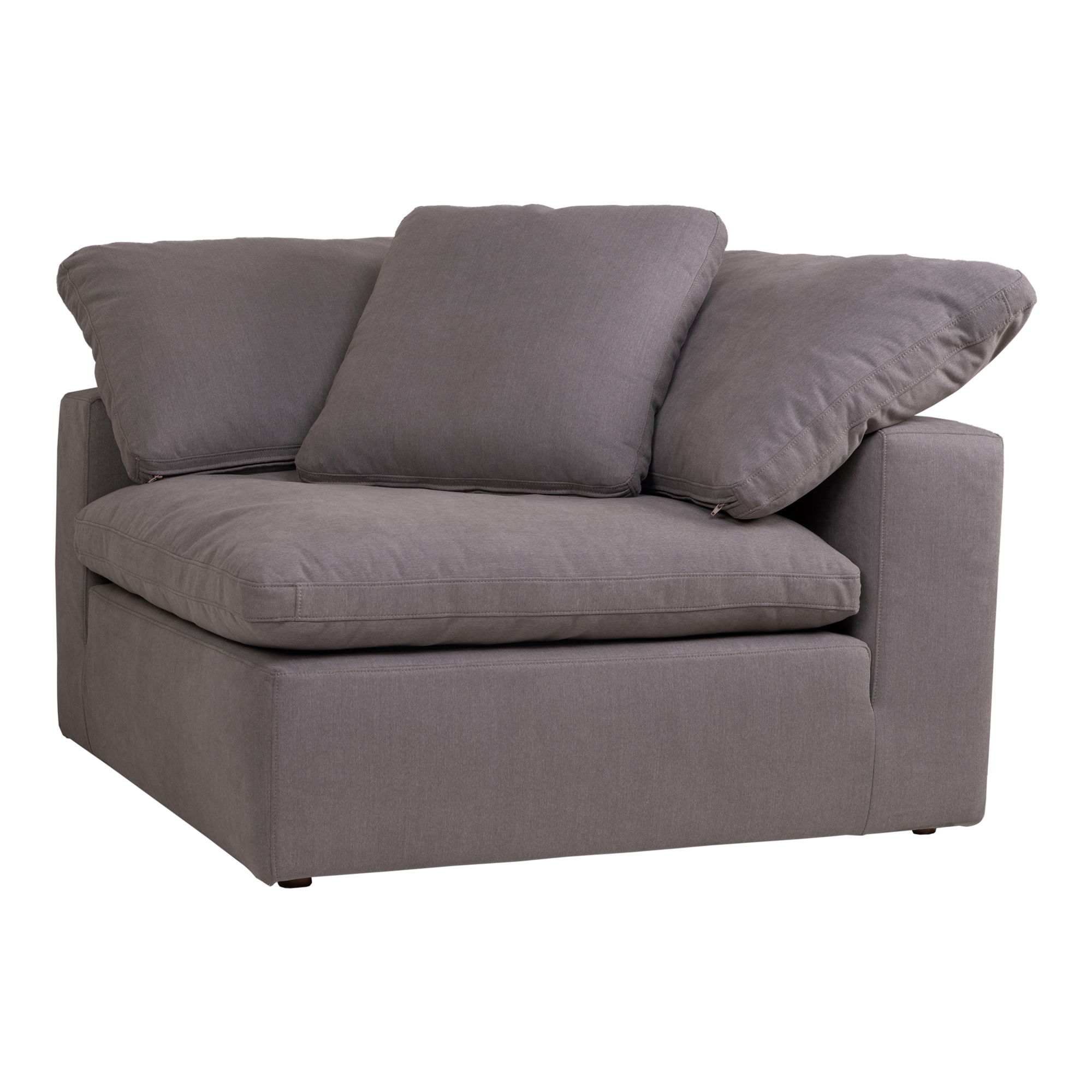 Clay Corner Chair Light Grey, Sectional Sofa by Moe's Home, 44.5" width x 32.5" height x 44.5" depth View 7