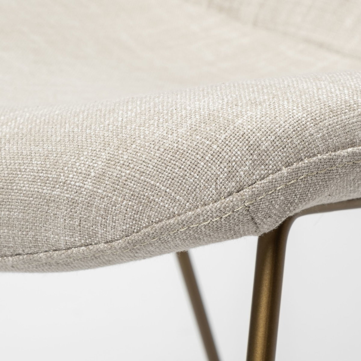 Sawyer Solid Back Dining Arm Chair | Beige Fabric with Gold Metal, Dining Chair by Mercana, 22.44" length x 24.8" width x 34.65" height View 9