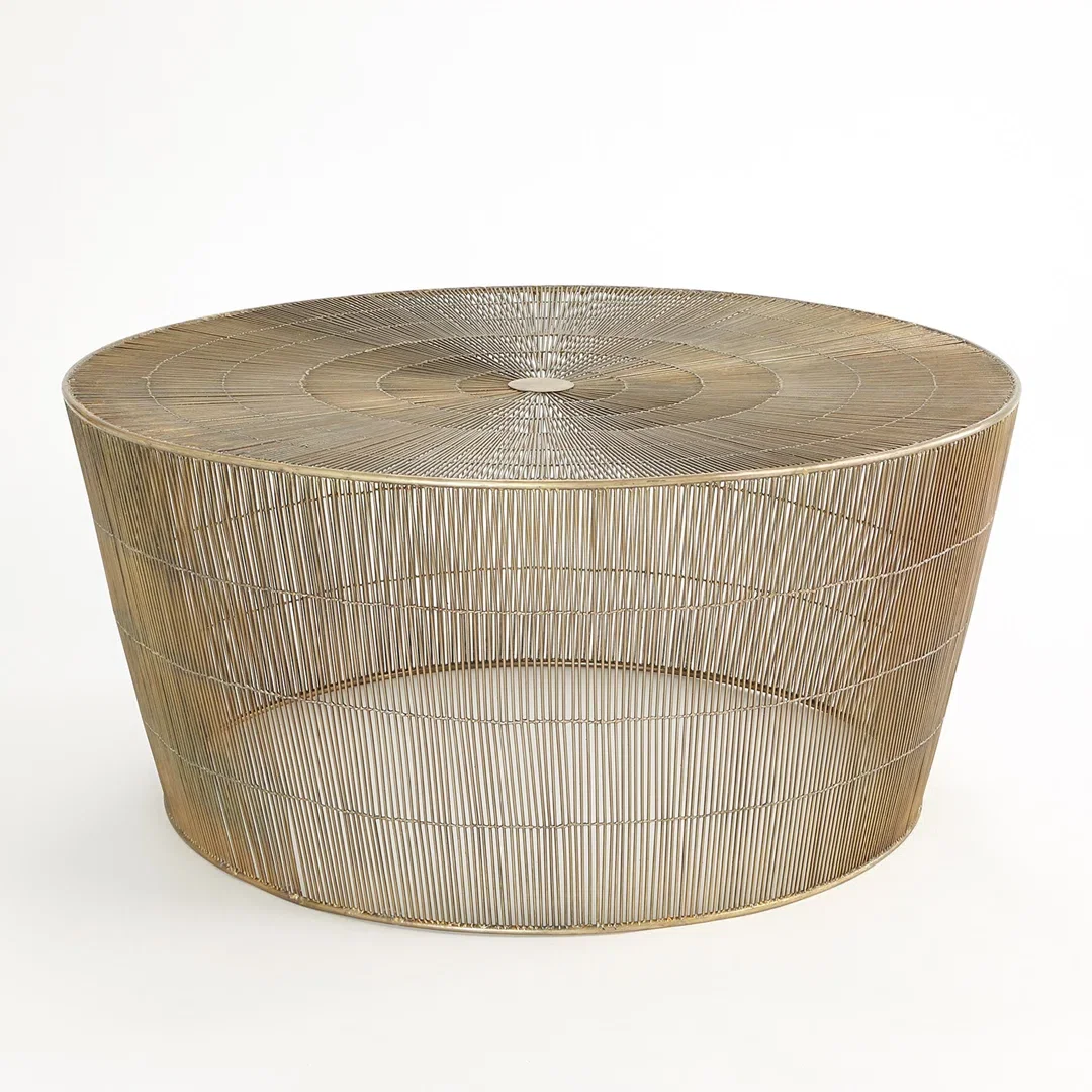 Radiance Coffee Table-Antique Brass, by Studio A Home, 36.25" width x 17" height x 36.25" depth View 4