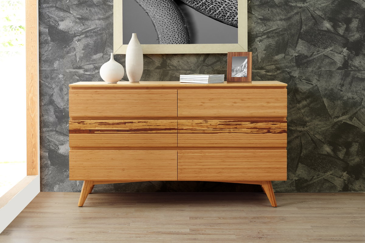 Azara Six Drawer Double Dresser, Caramelized, by Greenington, 19" length x 64" width x 36" height View 3