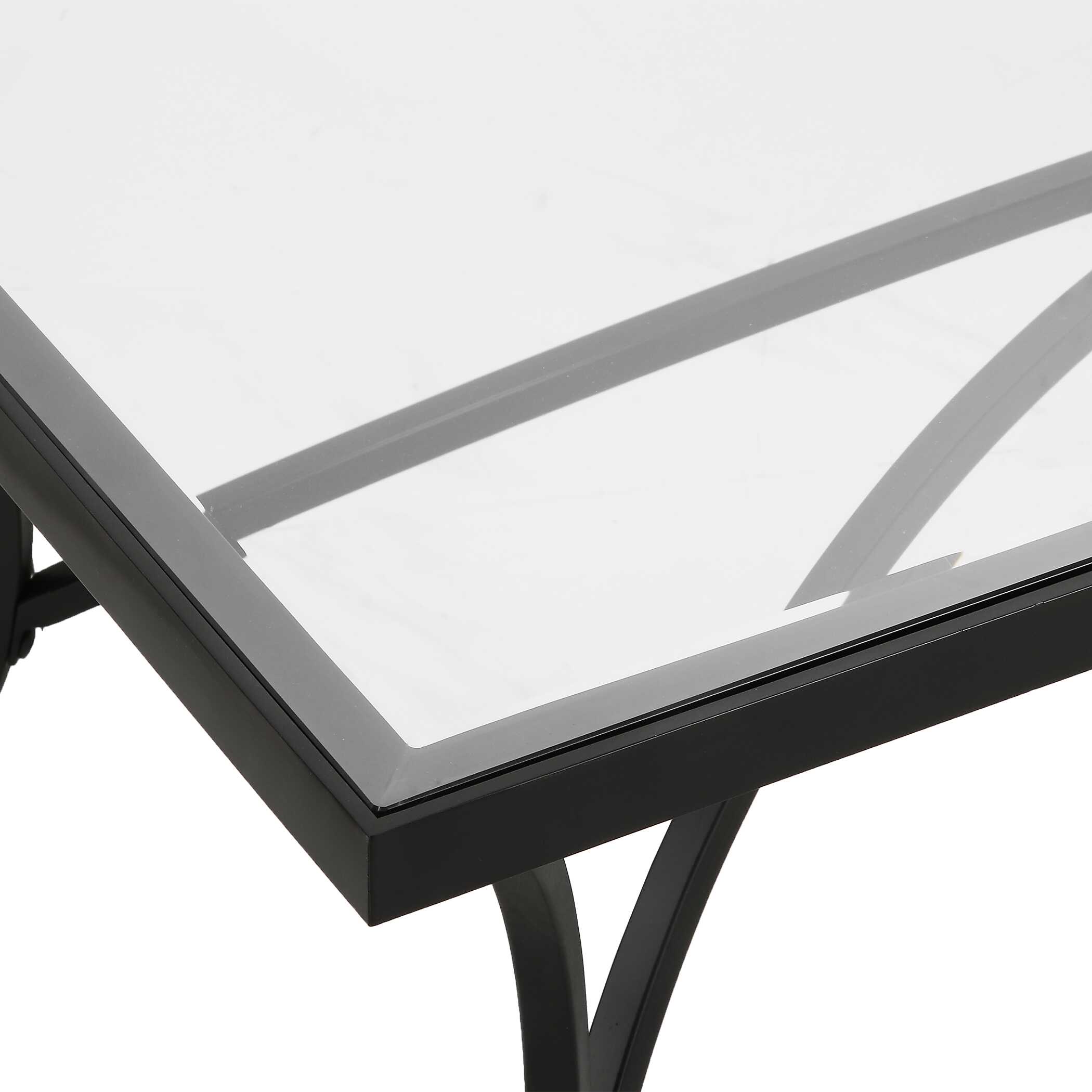 Alayna Black Metal & Glass Coffee Table large image 