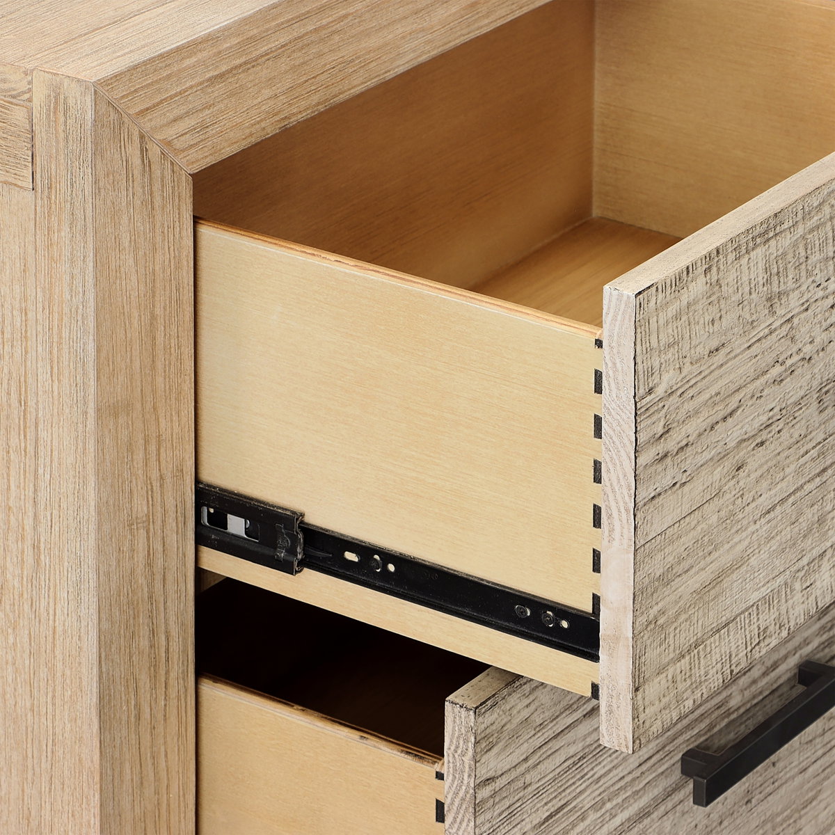 Roux Double Drawer Nightstand Light Warm Wash, by Dovetail, 27.25" width x 27.5" height x 18" depth View 6