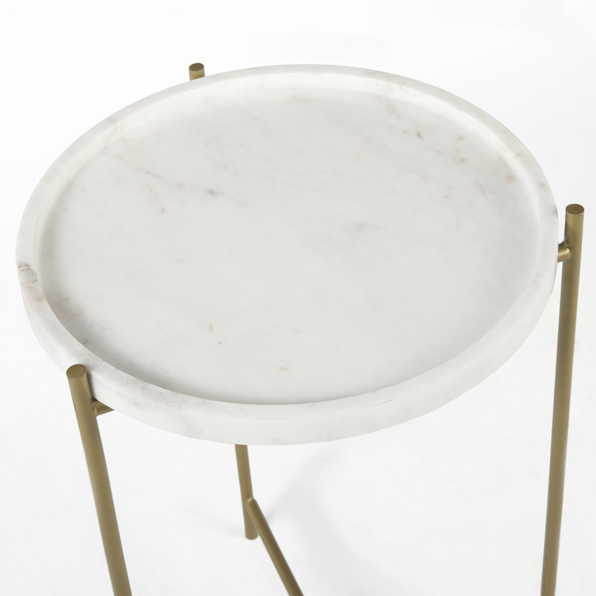 Stella 17L x 17W White Round Marble Top with Gold Base Accent Table, Side & End Table by Mercana, 16.5" length x 16.5" width x 23" height View 10