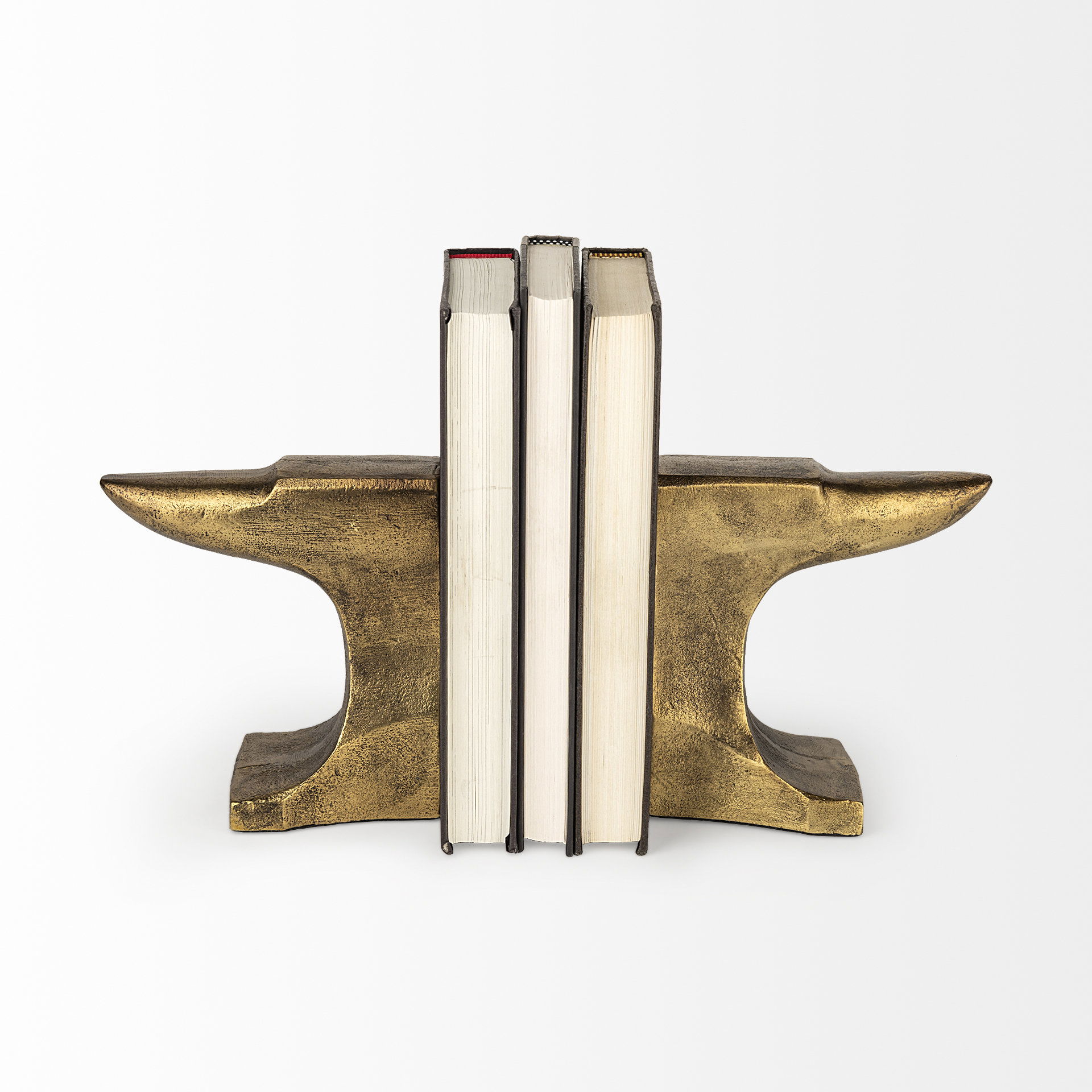 Anvilia (Set of 2) 12L x 3W Gold Anvil Shaped Bookends large image 