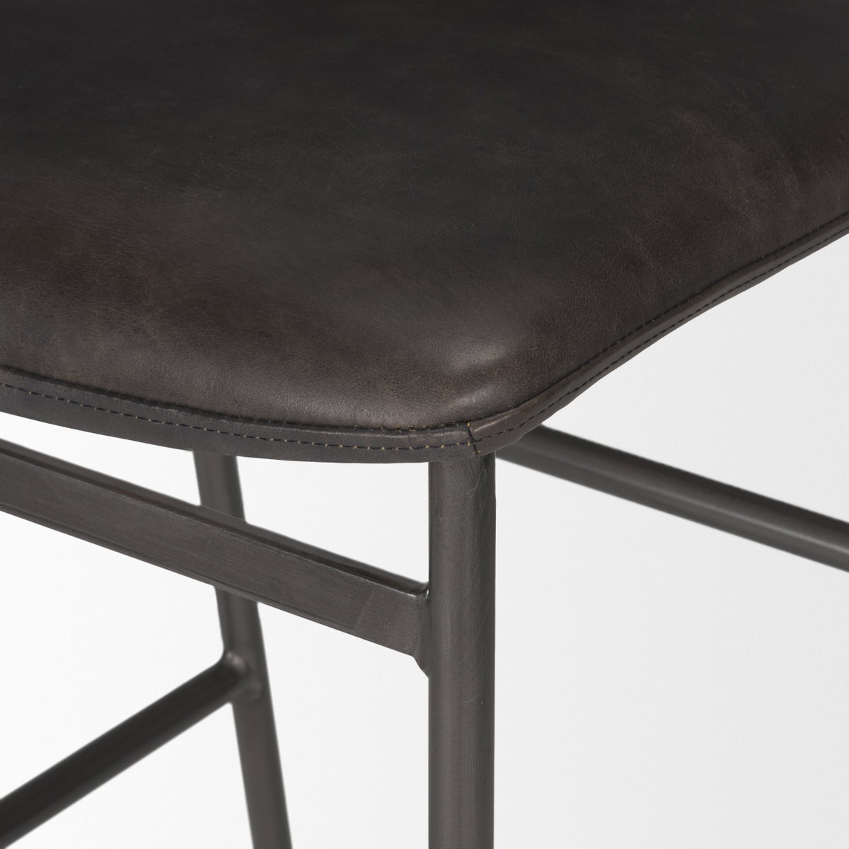 Kavalan Low Back 37.5in Seat Bar Stool | Ebony Leather with Black Metal, Counter & Bar Stool by Mercana, 17.7" length x 20.9" width x 37.5" height View 10