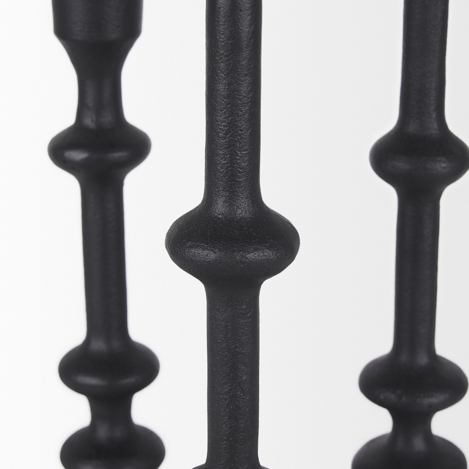 Paolo Matte Black Metal Candle Holder (Set of 3) large image 