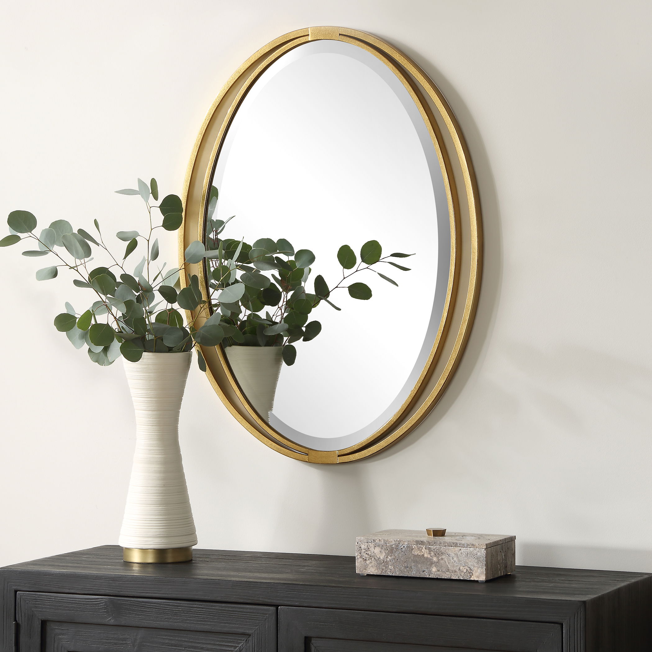 Rhodes Gold Oval Mirror large image 