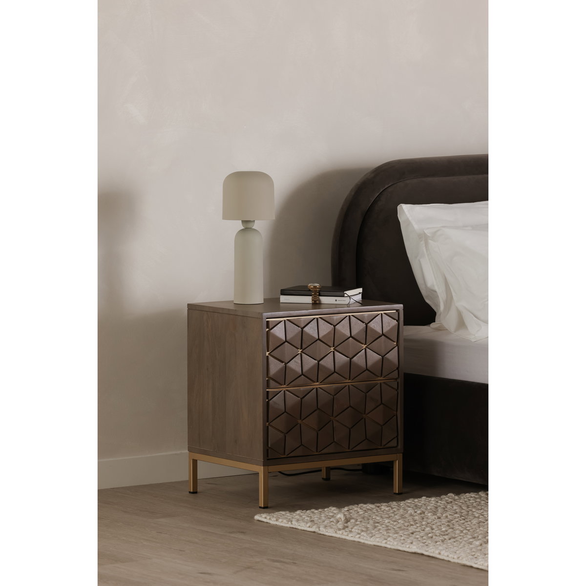 Corolla Nightstand Light Grey, by Moe's Home, 20" width x 22" height x 16" depth View 6